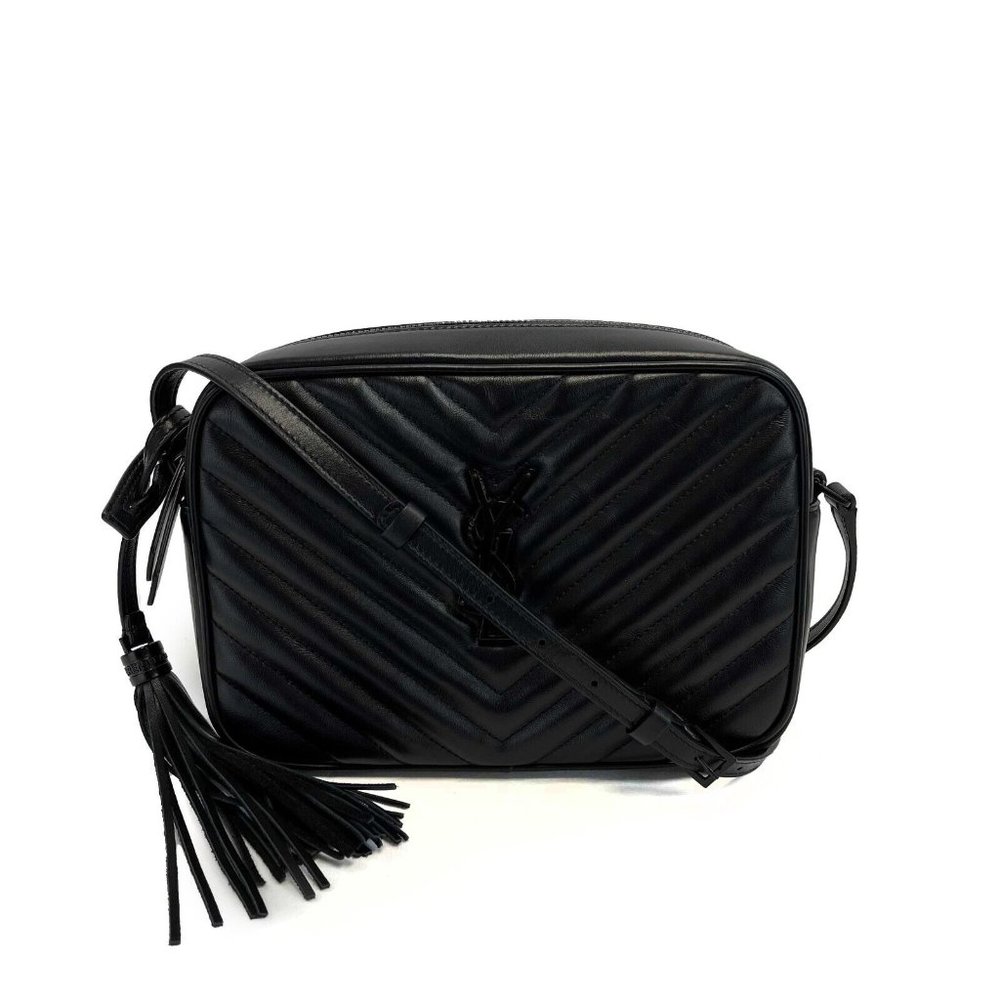 Saint Laurent Black Quilted Leather Camera Bag with Tassel
